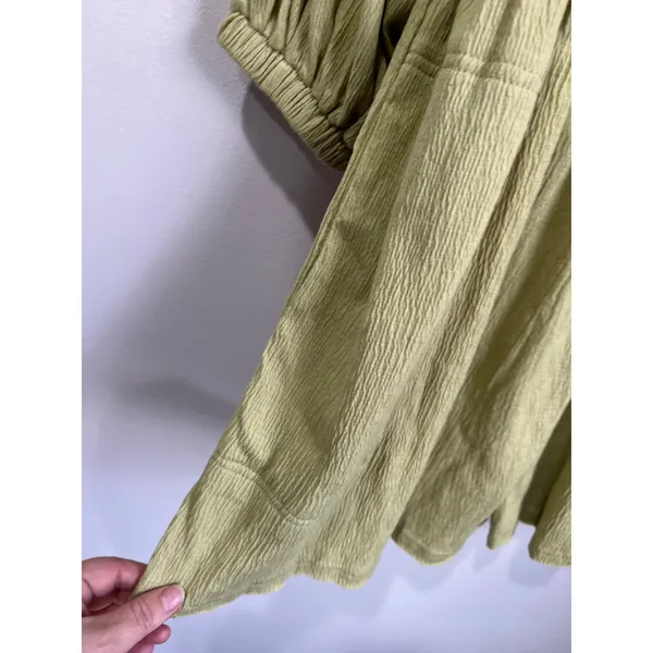 Aemi + Co Olive Green Frill Long‎ Sleeve Romper Relaxed Fit Pockets Size S - Image 8