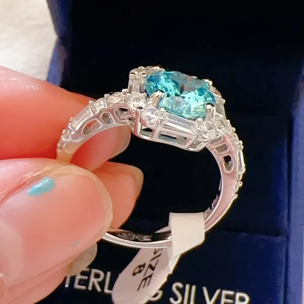 925 sterling silver blue diamond 💎 diamond ring 💍 no box - Image 9