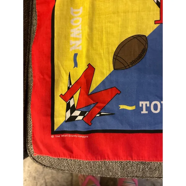 Vintage Disney Mickey Mouse Football Touchdown‎ Bandana Scarf 100% Cotton VGUC - Image 3