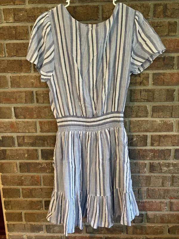 Michael Kors Blue and White Striped Midi Dress - Image 3