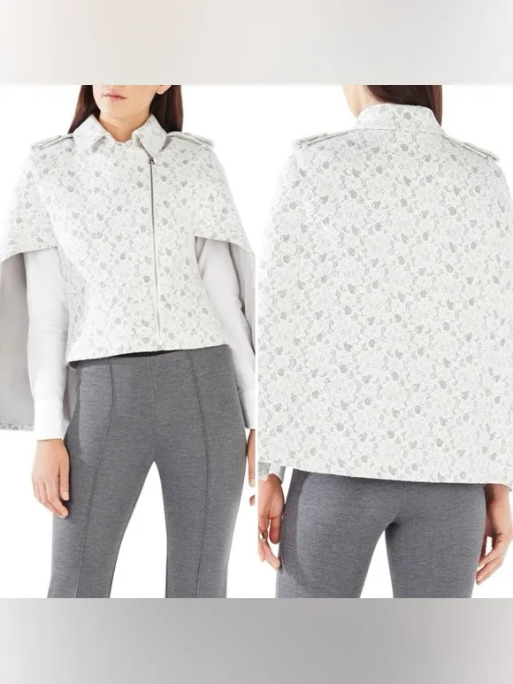 BCBGMAXAZRIA Jameson Floral Lace Cape Jacket Size Small - Image 2