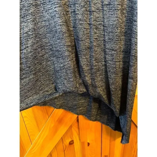 White House Black Market Dark Heather Blue Asymmetrical Drapped Shirt Size Small - Image 3