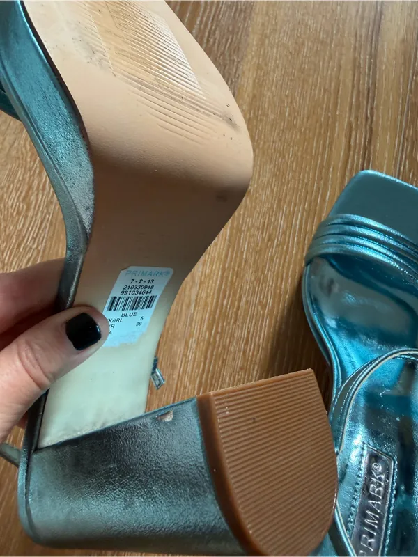 Primark Metallic Teal Strappy Platform Heels - Image 9