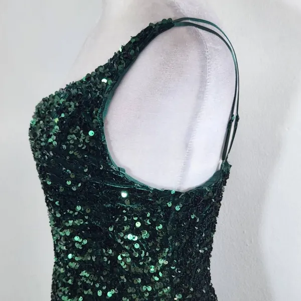 Mi Ami Green Sequin One Shoulder Mini Dress NWOT Size Small Formal Sequin Dress - Image 6