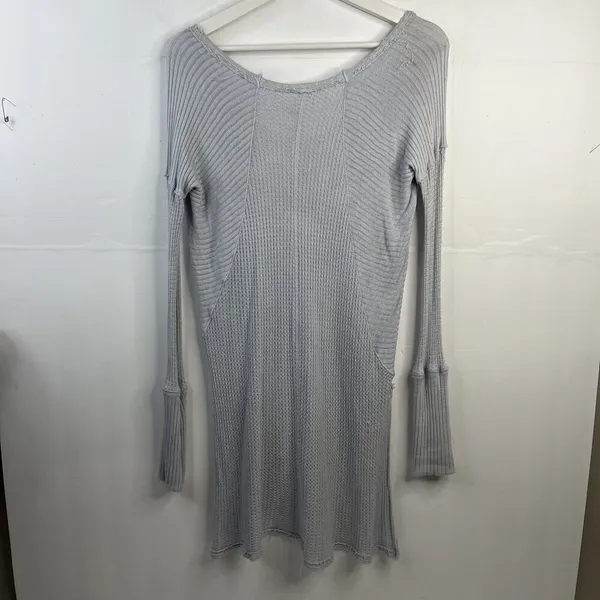 Free People Sz XS Ventura Thermal Top Waffle Knit‎ Long Sleeve Sky Blue High Low - Image 10