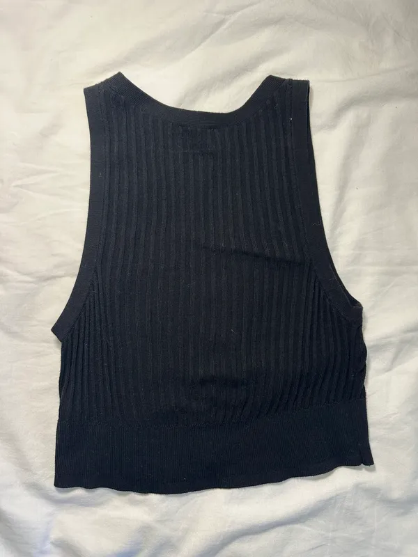 ZARA Black  Free People Button Tank Top - Image 2