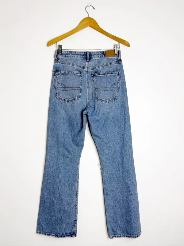 American Eagle Highest Rise 90s Flare Jeans Size 4 Distressed Light Wash - Image 2