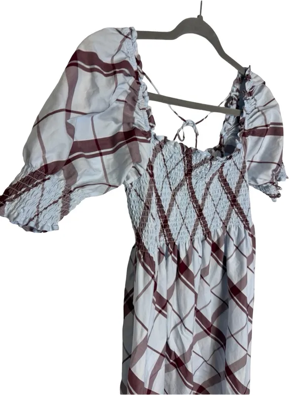 🩵 Hill House Home Ellie Nap Dress Blue Plaid Puff Sleeve Size Small 🩵 - Image 3