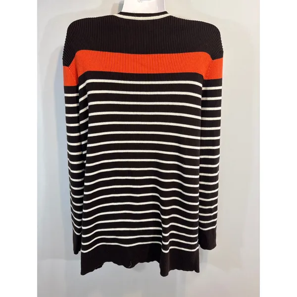 Lauren Ralph Lauren Striped Cardigan Sweater Brown Orange White Women's‎ Large - Image 7
