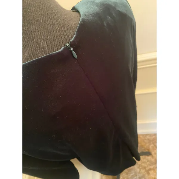 JBS Ltd Vintage Green Velvet Holiday Dress Button Front Midline Slit Zip Back - Image 7