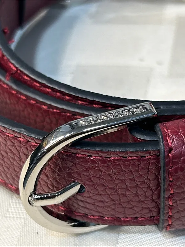 Bostanten maroon
Leather Adjustable Bag Strap with Silver Hardware Red - Image 4
