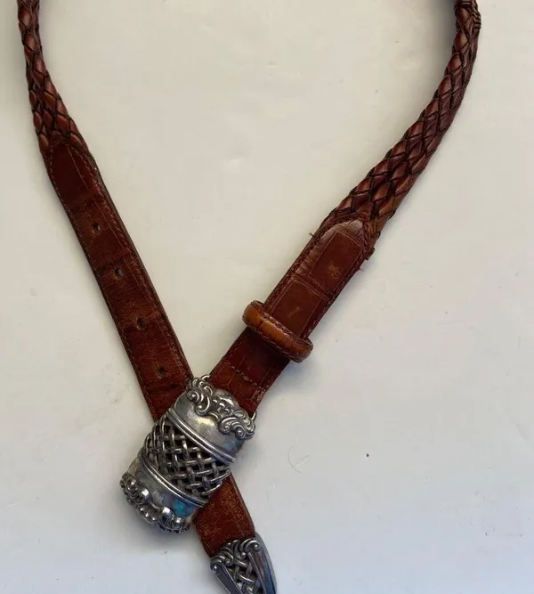 Brighton L Leather Brown Braided Vintage 1995 Belt - Image 3