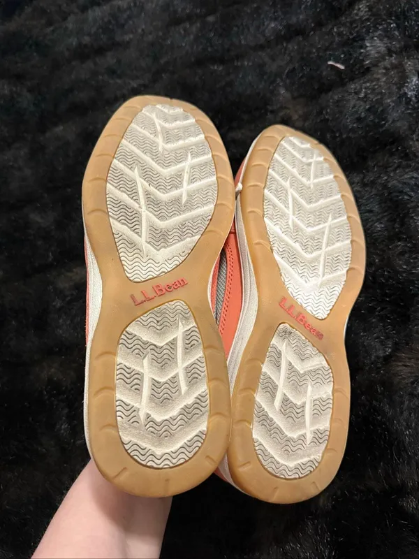 LL Bean Women's Size 7.5 W Orange Leather Slip On Boat Shoes - Image 4