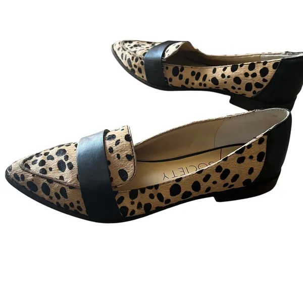 Sole Society Edie Womens Animal Print Calf‎ Hair Pointed Toe Loafers 8.5M - Image 4