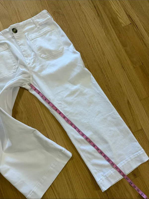Maeve White The Colette Wide Leg Cropped Pants Sz 33 - Image 4