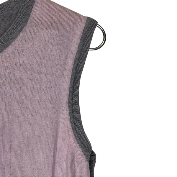 Brooks Brothers Women Tank Sweater Merino Wool Knit Colorblock Pink Gray Medium - Image 4