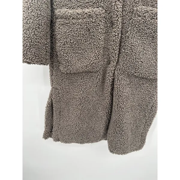 BCBG MaxAzria‎ Faux Fur Shearling Teddy Long Coat Sz XXS Heavy Winter Brown Gray - Image 5