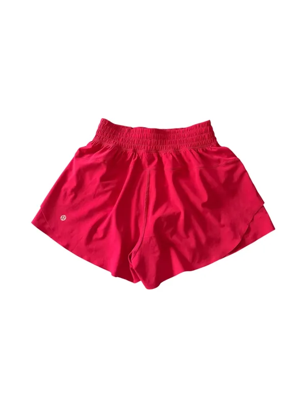 NWOT-LULULEMON-Shake it off high rise running shorts-women’s size xs Lightweight, four way stretch, sweat wicking, quick drying, built in liner, color is raspberry Measurements: Waist: side to side 12-15 inches Rise: 10 inches - Image 2
