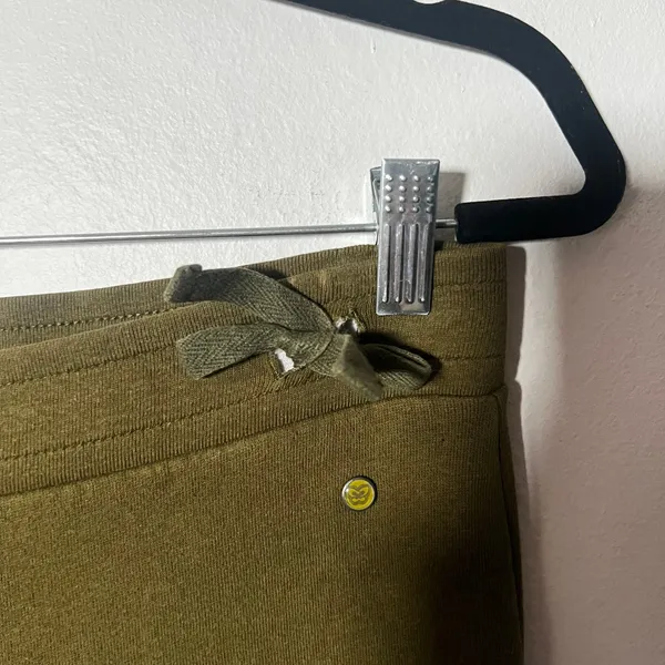 Vtg Y2K Athleisure Pants Large Olive Green Flare 2000s Butterfly - Image 2