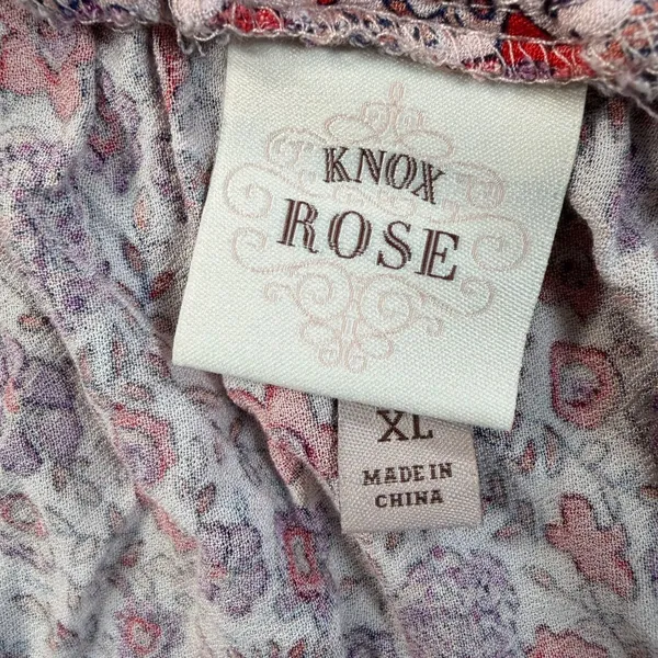 Knox Rose Women's XL Floral Maxi Skirt Elastic Waist Boho Purple Red - Image 5