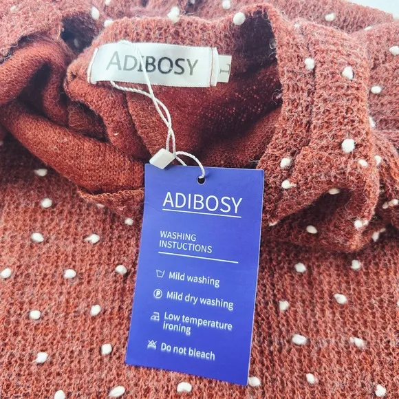 ADIBOSY NWT Polka Dot Textured Tie Back Sweater Long Sleeve‎ Knit Top Size L - Image 4