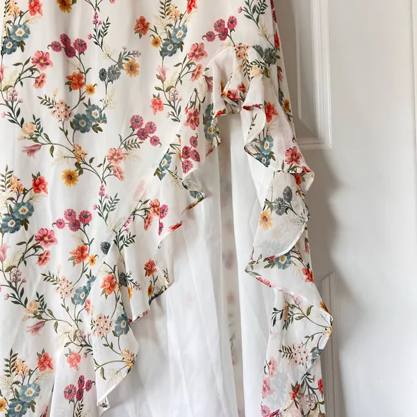 Amanda Uprichard Eden Strapless White Floral Gown Elegant Cocktail Party Dress M - Image 4