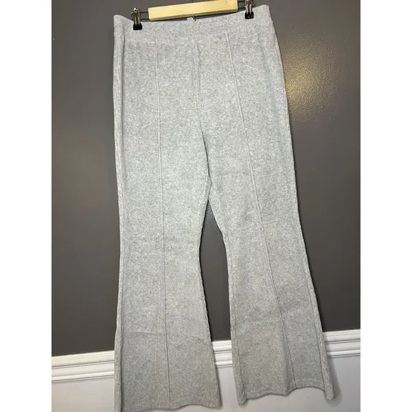 Aerie Pants Womens Large Gray Knit Wide Leg Lounge Sweatpants Elastic Waist - Image 2