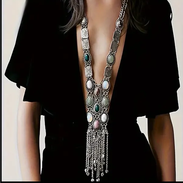 Retro Ethnic Style Long Tassel Sweater Chain Exaggerated Bohemian‎ Necklace - Image 7