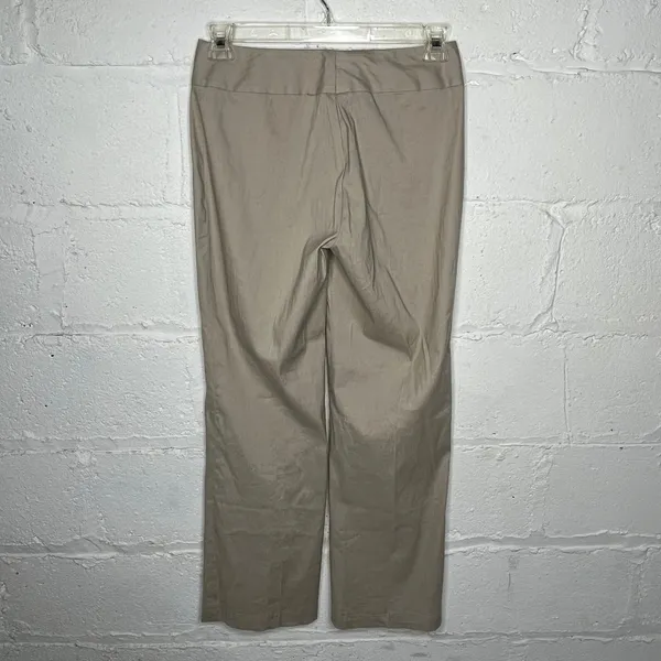 Morning Lady‎ Women's Straight Leg Beige Linen Blend Zip Up Pants Size 6 - Image 2