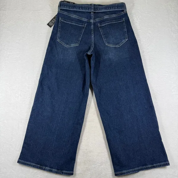 Liverpool Los Angeles Wide Leg Crop Belted Jeans Dark Wash Size 10/30 New - Image 13