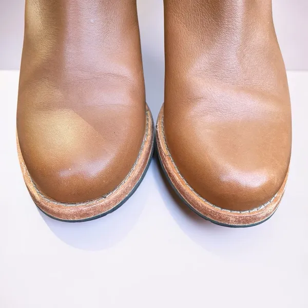 Old Money Clarks Clarkdale Dawn Tan Leather Chelsea Block Heel Ankle Boots 7M - Image 13