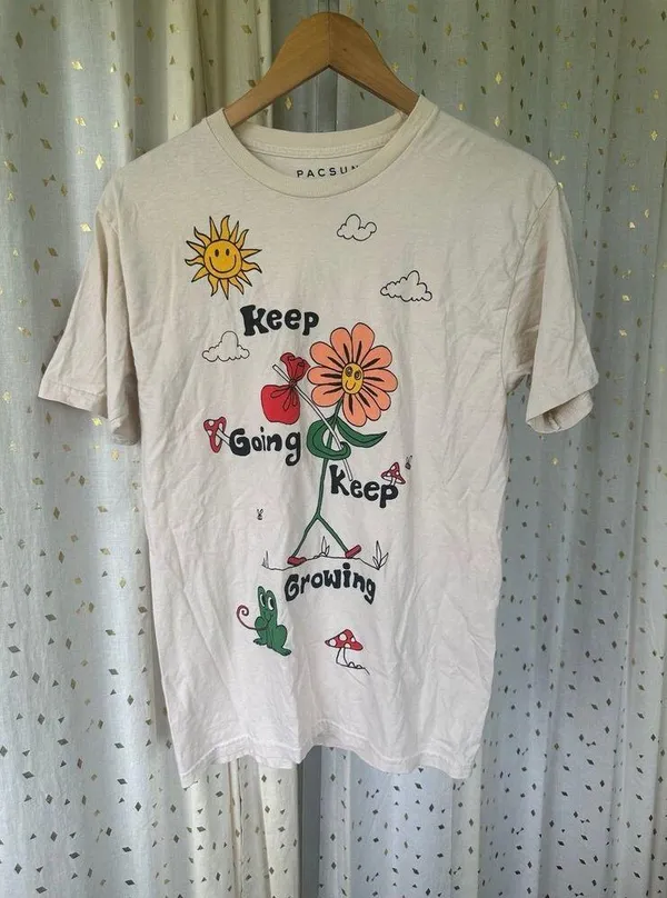 Pacsun 100% Cotton Keep Going Growing Make Waves Crew Neckline Novelty T-Shirt M - Image 4