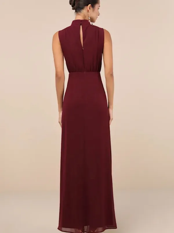Lulu’s Plum Chiffon Sleeveless Mock Neck Maxi Dress NWT XL - Image 2