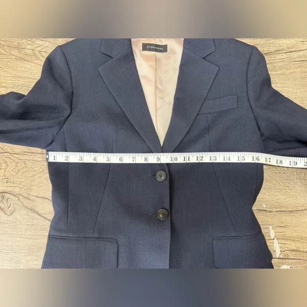 STRENESSE navy blue‎ wool blazer size 4 Blue - Image 6