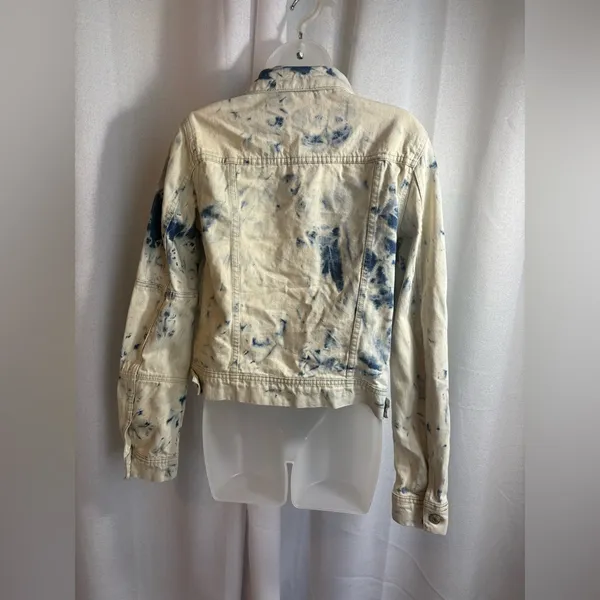 FREE People Rumors Denim Jacket in Jones Tie Dye Blue‎ Size Small EEUC 0436 - Image 11