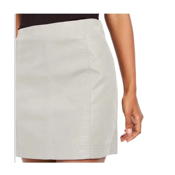 Free People Vegan Leather Mini Skirt Size 6 Hemp Gray High Rise - Image 3