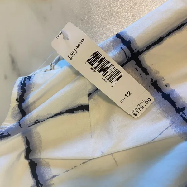 Pendleton Sleeveless A-line Dress‎ Size 12 White Blue Plaid Check Pleated NWT - Image 9