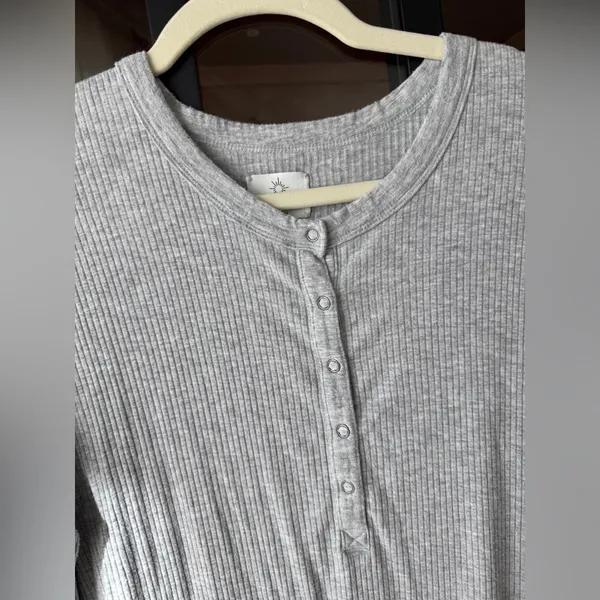 Aerie Henley Pullover long sleeve tee waffle knit ribbed oversized top - Image 6