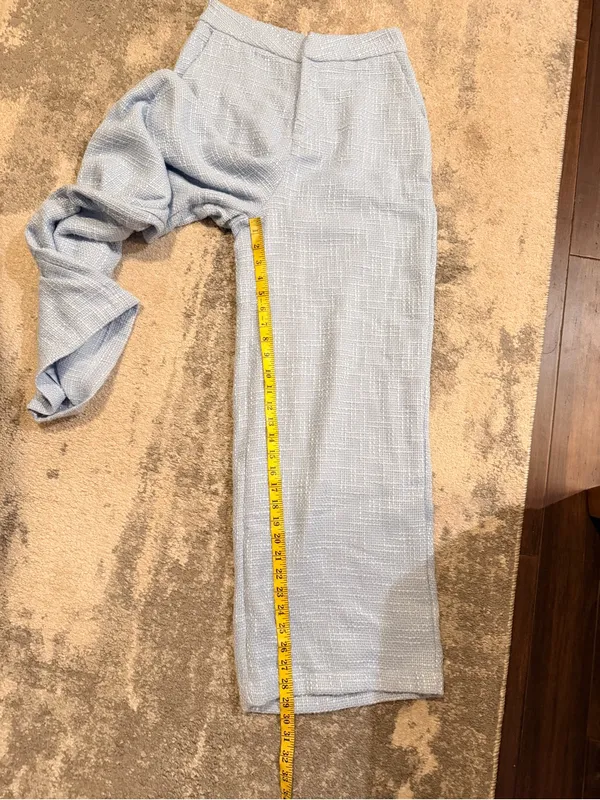 New Lulus Powder Blue Textured Wide-Leg Trousers - Image 6