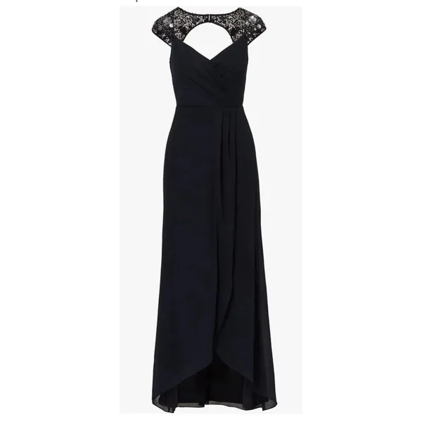 The Adrianna Papell beaded yoke chiffon gown Blue Size 4 - Image 3