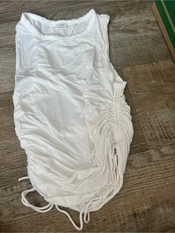 Wilfred White Sleeveless Ruched Side Tank Top - Image 4
