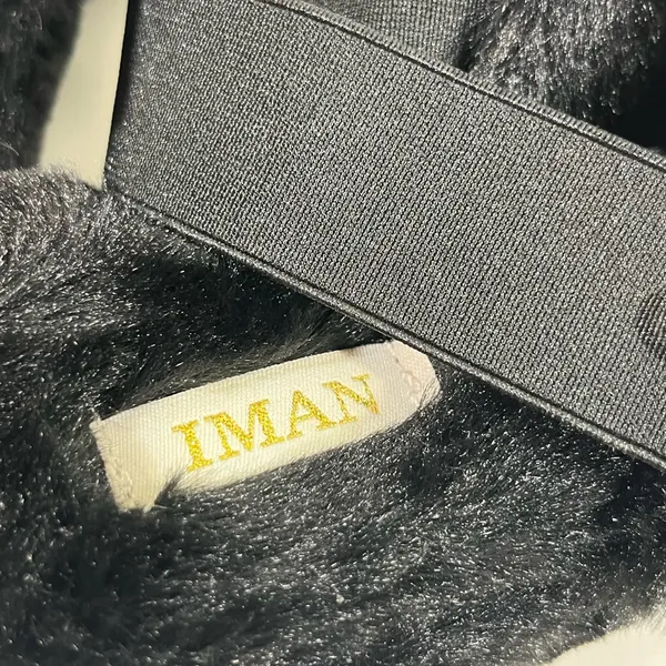 Iman‎ Global Chic Faux Fur Slingback Slipper Women 8 Black New - Image 7