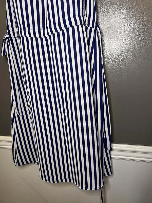 Juicy Couture Dress Womens Small Blue Stripe Belted Sleeveless Shift Nautical - Image 6