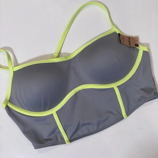 Victoria’s Secret Ultimate Push up Corset Gray Yellow Sports Bra New Size Medium - Image 2