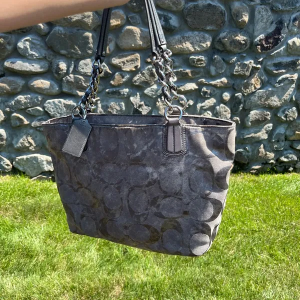 Coach Silver Monogrammed Tote Bag - Image 2