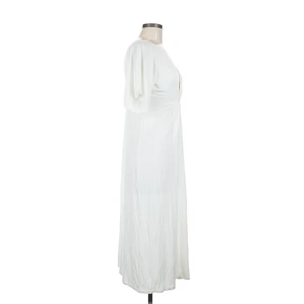 Ten Tomorrow Ivory Kori Pleated Maxi Dress Deep V Neck XS Coastal Minimalist - Image 7