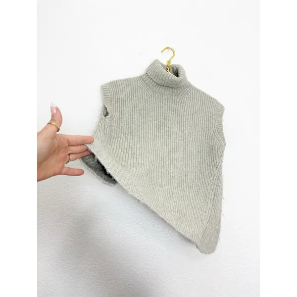 Zara Open Back Cozy Knit Vest Size Small Cream High Neck Chic Quiet Luxury - Image 10