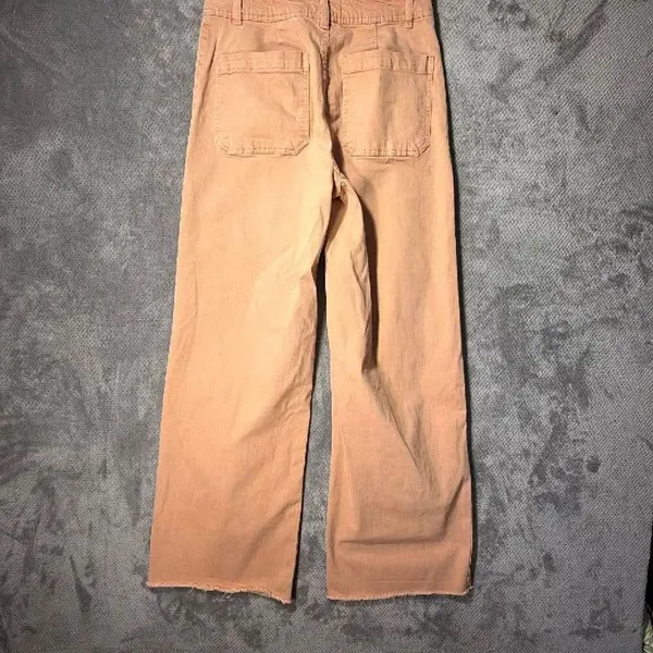 OAT New York High-Rise Wide-Leg Patch Pocket Jeans Raw Hem 8/29 Stretchy #1600 - Image 8