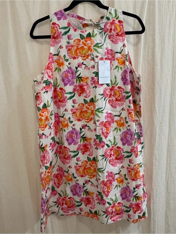 Sleeveless Floral A-Line Dress in Pink and Green - Image 3
