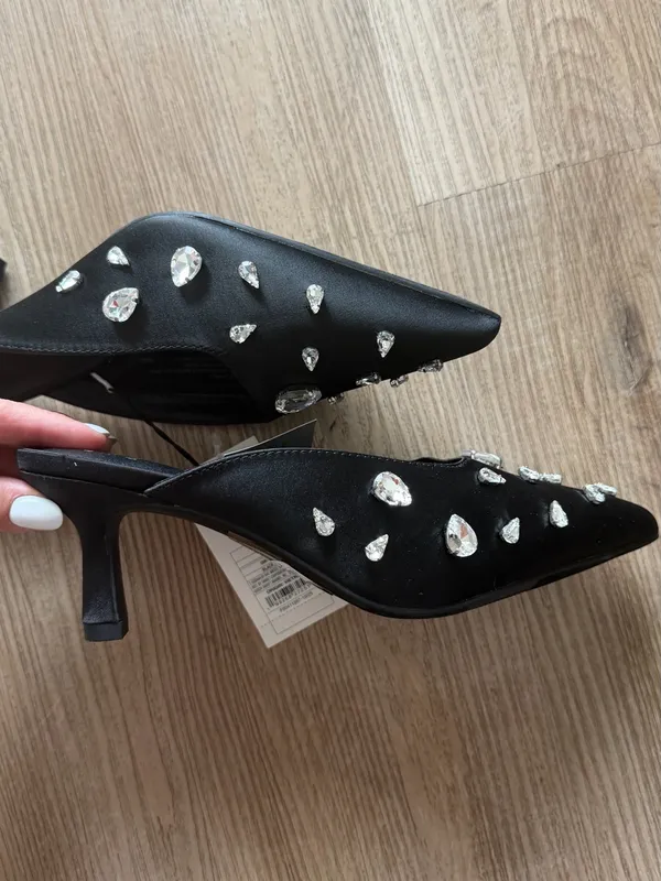 Black Jeweled Pointed-Toe‎ Mule - Image 3